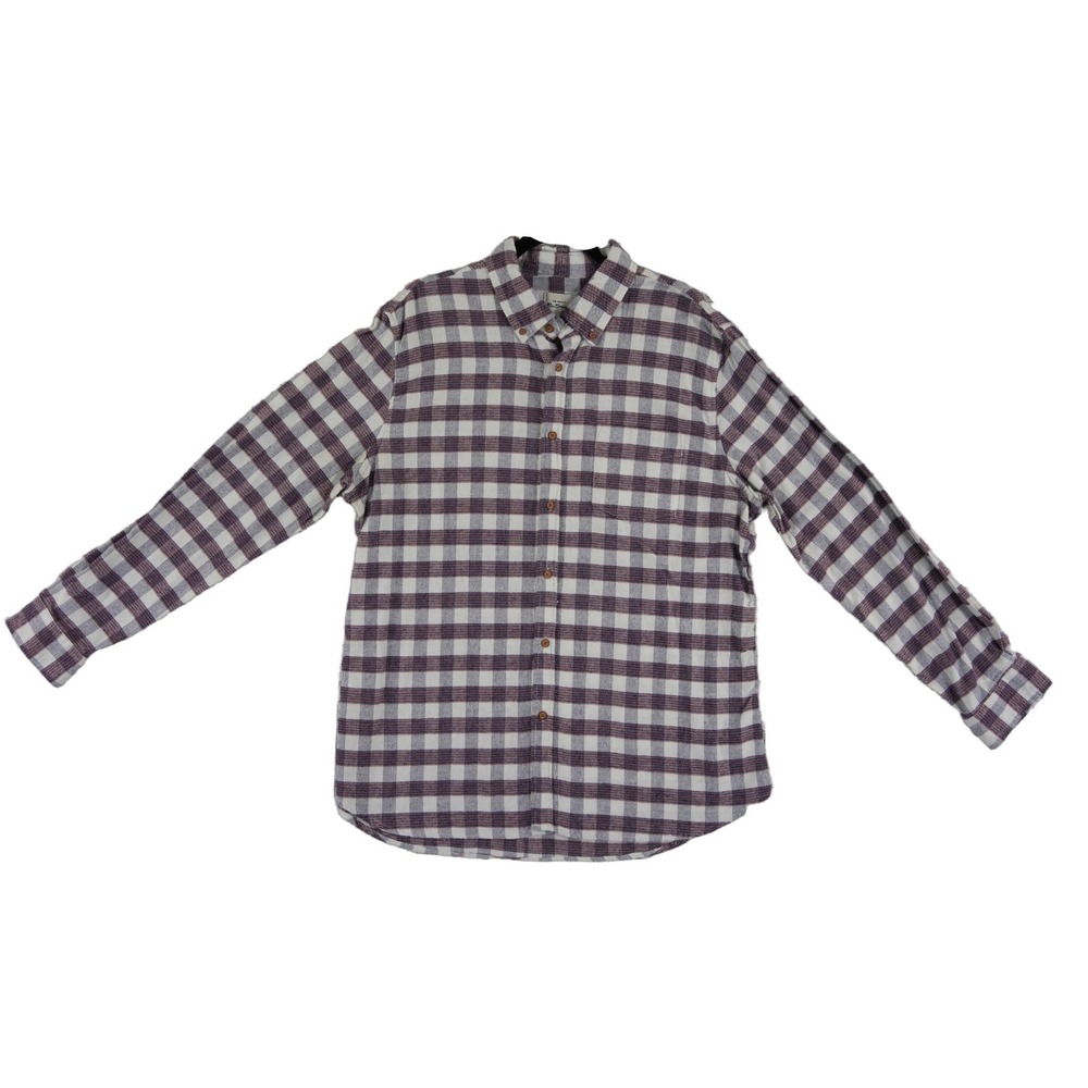Ben Sherman Button Down Shirt Men's Size XL Purple White Check 100% Cotton
